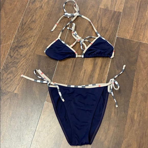 Burberry navy check triangle bikini size small - Picture 1 of 4